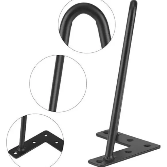8" Bordben med 2 Stænger - 4 stk. Sorte Hårnåls Møbelben - Højde 8'' Køkkenbord Udskiftning