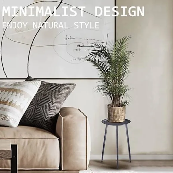 50 cm blomsterkrukke stativer plantehylde, metal plantestativ, til hjemmebalkon indendørs have (sort)