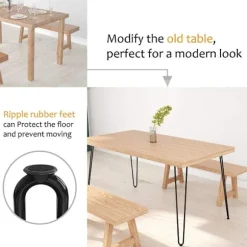 45 cm Hårnålebordsben Maks. støtte 204 kg med beskyttelsesfødder Midt-århundredes moderne stil til møbelben, sofabordsben