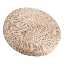 40 cm Rund Puf Tatami Pude Gulvpude Strå Meditation Blød Yoga Måtte