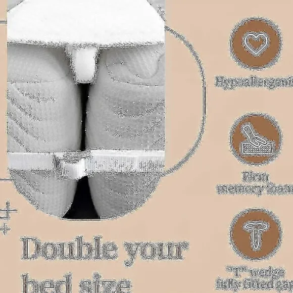 20 cm Sengebro Madrasforbinder til at lave enkeltsenge om til kingsize-kilemadras med madrasrem til gæstestue