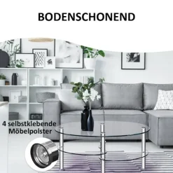 3 etagers glasbord med moderne ovalt design, tre etagers gennemsigtig hylde