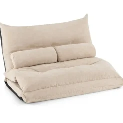 3 i 1 gulvsofa med sovefunktion og justerbart ryglæn beige