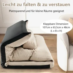 3 i 1 gulvsofa med sovefunktion og justerbart ryglæn beige