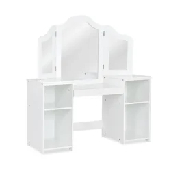 2 i 1 toiletbord til børn med spejl 107 × 40 × 117 cm hvid