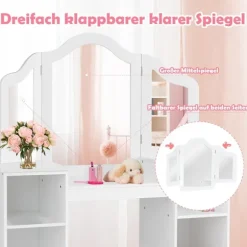 2 i 1 toiletbord til børn med spejl 107 × 40 × 117 cm hvid