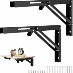 2 kraftige foldbare hyldeknægte, 500x170 mm, sort, kompatible med garageværksted, vægmonterbare
