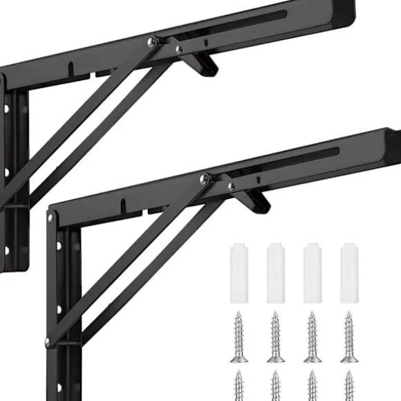 400 mm foldbar hyldebeslag, 2-delt foldbar hyldestøtte, kraftige metalvægmonterede foldbare beslag, pladsbesparende