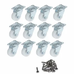 25 mm hjul, drejelige hjul med gummibase, kugleleje, enkelt trolleyhjul til møbler (pakke med 12)