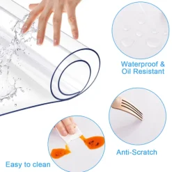 1,95 mm Transparent Skrivebordsmåtte, 40×60 cm Transparent Bordbeskytter, Rektangulær Vinyl Bordmåtte, PVC Plast Bordovertræk
