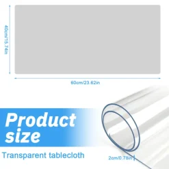 1,95 mm Transparent Skrivebordsmåtte, 40×60 cm Transparent Bordbeskytter, Rektangulær Vinyl Bordmåtte, PVC Plast Bordovertræk