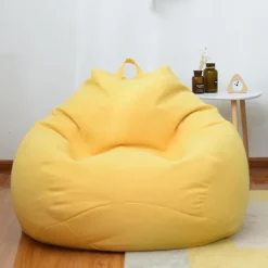 100% Ny Ekstra Stor Sækkestol Sofa Betræk Indendørs Lazy Lounger Ingen Fyld Yellow 90 * 110cm