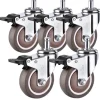 5 Pak Kontorstol Erstatningshjul (med bremser), Heavy Duty Universal Stol Hjul Enkelt Bremse