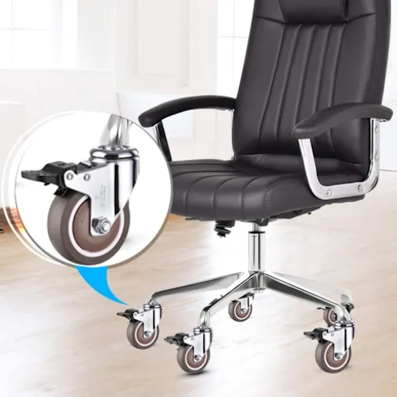 5 Pak Kontorstol Erstatningshjul (med bremser), Heavy Duty Universal Stol Hjul Enkelt Bremse