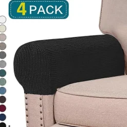 2/4 Pak Stretch Armlænsbetræk Spandex Armbetræk til Stole Sofa Lænestol Betræk til Lænestol Sofa [DB] BLACK 4 PACK