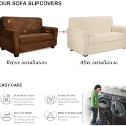 1 person (1 sofaovertræk + 1 pudebetræk) sofaovertræk, Jacquard lænestolbetræk sofaovertræk, strækbar spandex stræk sofa stolbetræk møbler Pro