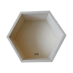 4 sekskantede træhylder 27 x 23,5 x 10 cm beige