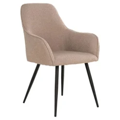 2 spisestuestole i beige loopet polyester med sorte ben Beige