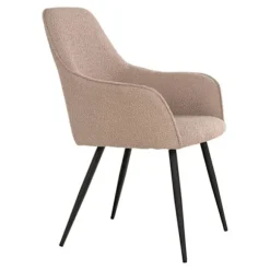 2 spisestuestole i beige loopet polyester med sorte ben Beige