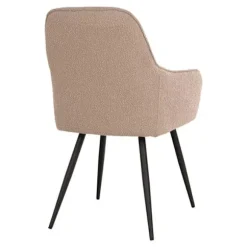 2 spisestuestole i beige loopet polyester med sorte ben Beige