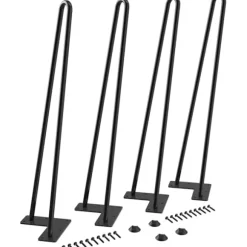 4 STK 51 cm Hårnålsbordben Maks. støtte 204 kg med beskyttelsesfødder Midt-århundredes moderne stil til møbelben, sofabordsben 51cm