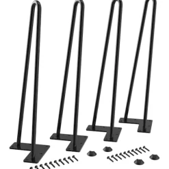 4 STK 45 cm Hårnålsbordben Maks. støtte 204 kg med beskyttelsesfødder Midt-århundredes moderne stil til møbelben Sofabordben 45cm