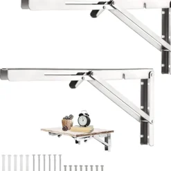 2 stk. 400 mm vægmonteret foldbart beslag i rustfrit stål, foldbart konsolbeslag, kraftigt foldbart hyldebeslag, foldi