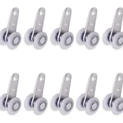 10 stk. 49 x 22 mm Metaltrisser med 2 stk. Plast Hjul til Skydedøre