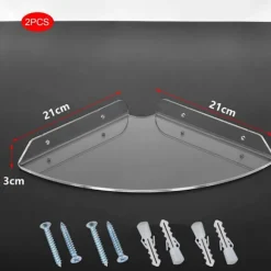 4 stk. Akryl Flydende Hjørnehylde Vægmonteret Opbevaringshylde Display Højttaler Organizer Soveværelse Køkken Opbevaringsstativ, Transparent