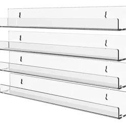4 stk. Akryl Transparent Flydende Hylde, Usynlig Væg Hylde, Moderne Billedskærm Legetøj Organizer Record Holder