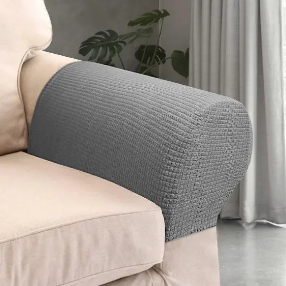 2 stk. armlænsbetræk Spandex Stretch Stof Vandtætte armbeskyttere Skridsikre møbelbeskyttere Betræk til lænestole Sofaer Recliner (Lysegrå)