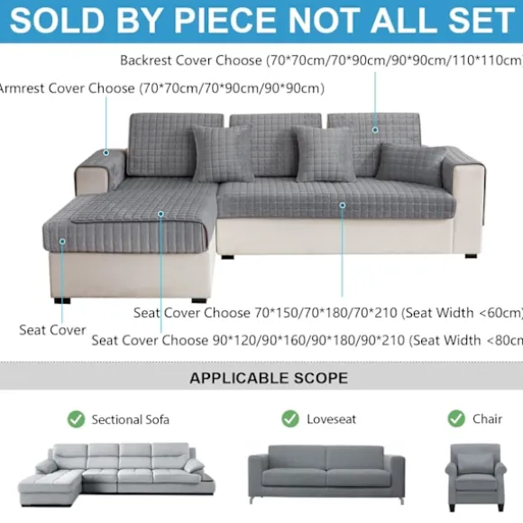 1 stk. Bløde Flanell Sofabetræk Vaskbare - Nye Sofahyndebetræk, Skridsikre Sofabetræk 1 2 3 Personers Sofabetræk (Grå, 70x210cm) 70*210cm
