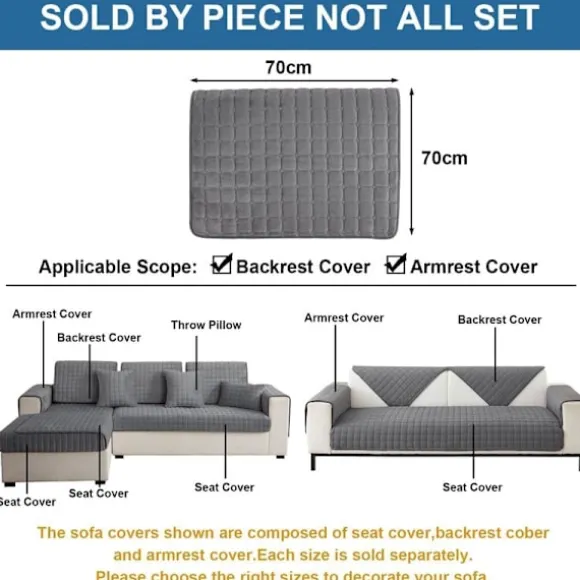 1 stk. Bløde Flanell Sofabetræk Vaskbare - Nye Sofahyndebetræk, Skridsikre Sofabetræk 1 2 3 Personers Sofabetræk (Grå, 70x210cm) 70*210cm