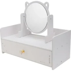 1 stk. Bordplade Pige Makeup Spejl Opbevaringsskuffe Struktur Pige Kosmetik Spejl