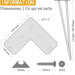 4 stk. DIY Pin-ben til bord og stole med 4 benbeskyttere - Krom H30CM-3 stænger KLB