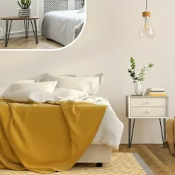4 stk. DIY Pin-ben til bord og stole med 4 benbeskyttere - Krom H30CM-3 stænger KLB