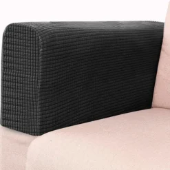 2 stk. Elastisk Sofa Armlænsbetræk Beskytter til Hjemmekontor Komfortabelt Sort Håndklæde til Sofaarmlæn Stilfuldt Let at Rengøre