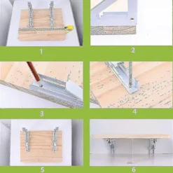 2 stk. Foldbare Hyldebeslag - Robust Metal Sammenklappelig Trekant Hyldebeslag, DIY Væghængt Foldbart Bordhængsel, Pladsbesparende Kompatibel Med