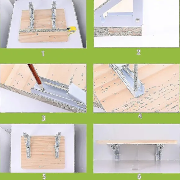 2 stk. Foldbare Hyldebeslag - Robust Metal Sammenklappelig Trekant Hyldebeslag, DIY Væghængt Foldbart Bordhængsel, Pladsbesparende Kompatibel Med