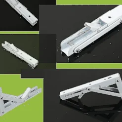 2 stk. Foldbare Hyldebeslag - Robust Metal Sammenklappelig Trekant Hyldebeslag, DIY Væghængt Foldbart Bordhængsel, Pladsbesparende Kompatibel Med