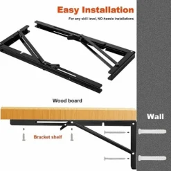 2 stk. foldebeslag, 20 tommer - 500 mm foldbare hyldebeslag, kraftige foldbare beslag i rustfrit stål, af DEBUNS
