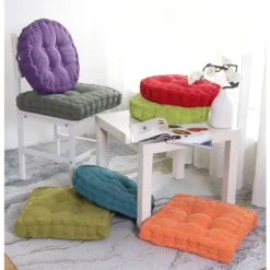 2 stk. gulvpuder, firkantet og rund meditationspude, fløjlsagtig siddehynde, dekorativ stolpude (15,8×15,8 tommer ×40 cm, kaffe, rund)_OF