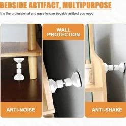 4 stk. (hvid) Anti-Shake Justerbar Gevind Senge Rammer, 42mm-110mm, Justerbar Hovedgærde Tårn til Seng, Garderobe, Sofa, Hovedgærde