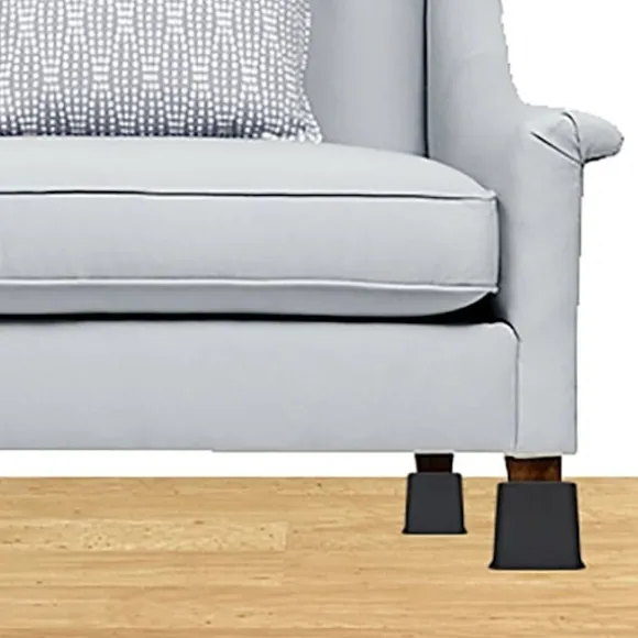 8 stk. Justerbare Møbelforhøjere (4 Høje, 4 Lave) - Pladsbesparende Forhøjere til Seng, Bord og Sofa (8 til 20 cm) (Sort) -