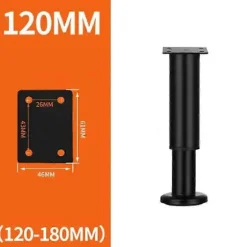 1 stk. justerbare teleskopiske kabinetben til sofamøbler, metalmøbelben, kabinetbord, sovesofaben, møbelben, fødder 12-18cm