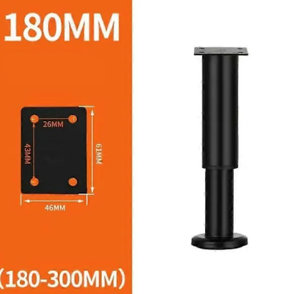 1 stk. justerbare teleskopiske kabinetben til sofamøbler, metalmøbelben, kabinetbord, sovesofaben, møbelben, fødder 18-30cm
