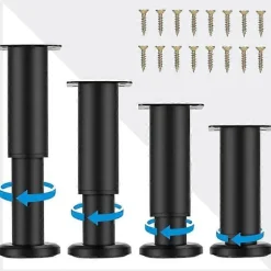 1 stk. justerbare teleskopiske kabinetben til sofamøbler, metalmøbelben, kabinetbord, sovesofaben, møbelben, fødder 18-30cm
