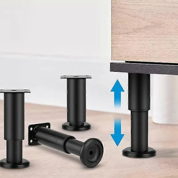 1 stk. justerbare teleskopiske kabinetben til sofamøbler, metalmøbelben, kabinetbord, sovesofaben, møbelben, fødder 18-30cm