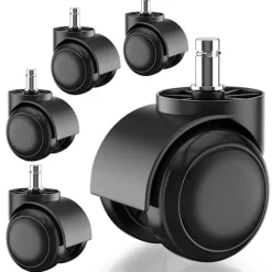 5 stk. Kontorstols Hjul til IKEA, 10 mm x 22 mm, Egnet til Hårde Gulve (250 kg Kapacitet)-FA5- Parent