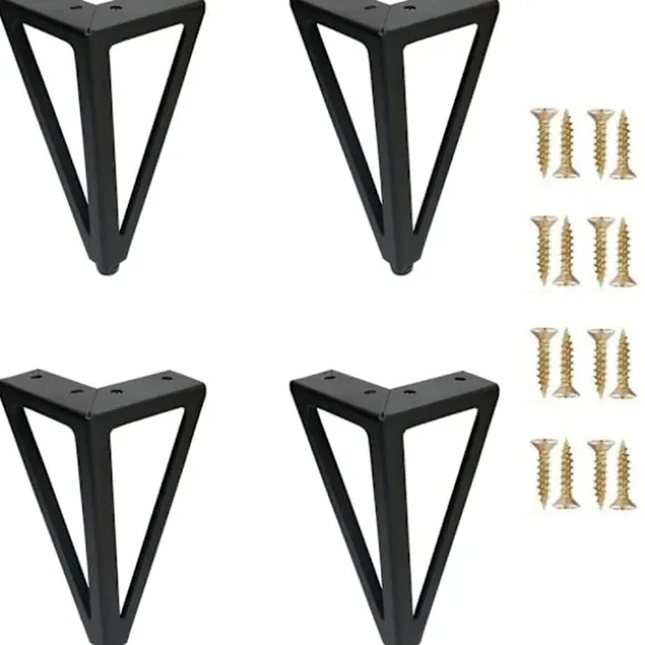 4 stk. Metal Trekantede Sofaben, Metal Trekantede Skabsben